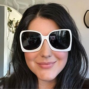 LAST CHANCE Anna Glasses White Oversized Square Womens Dark Tinted Sunglasses B